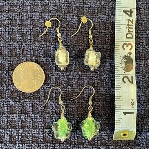 2 pairs of ‘glow in the dark’ glass earrings